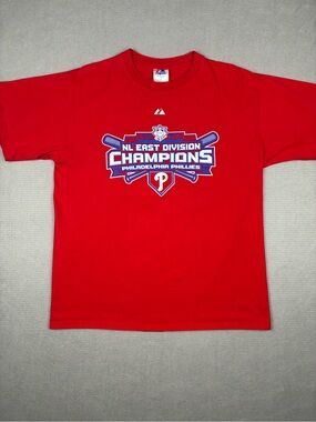 VTG Y2K Majestic Red Philadelphia Phillies NL East Champions Tee XL